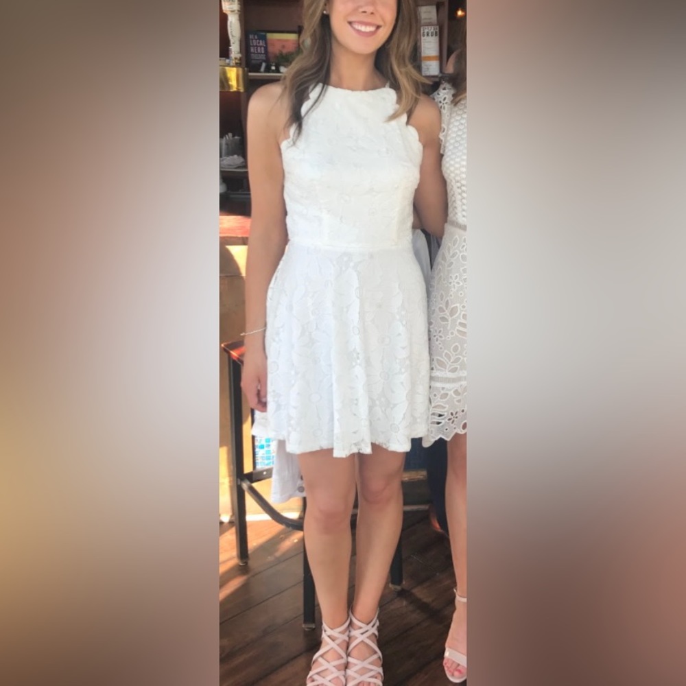 White, floral, mini-dress